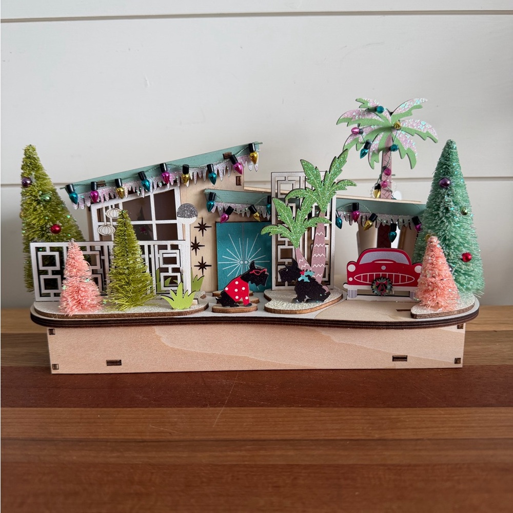 World Market 2023 Laser Cut Wood MCM House LED Christmas Carport